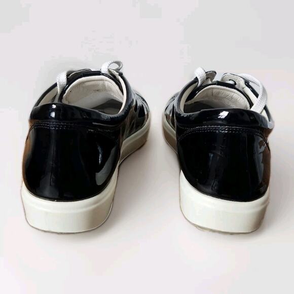 ECCO Soft 7 W 2.0 Sneaker Black Patent Leather Size 10 /10,5 Pre-owned - Picture 5 of 8